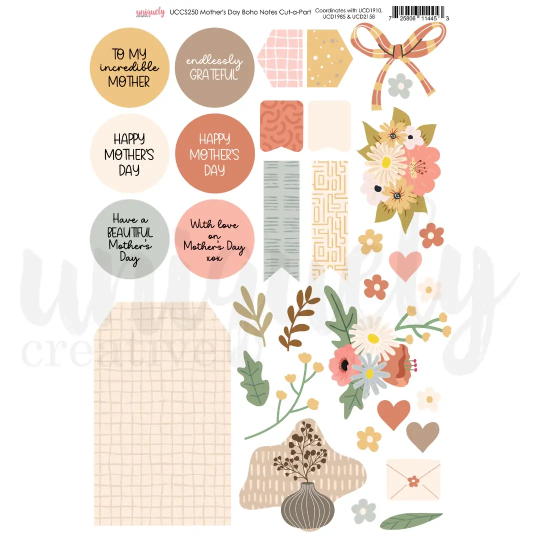 Uniquely Creative Cut-a-Part Sheet - Mother's Day Boho Notes