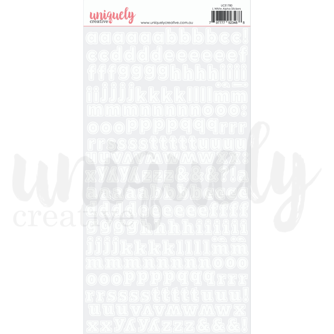 Uniquely Creative Stickers Lowercase Alphabet White