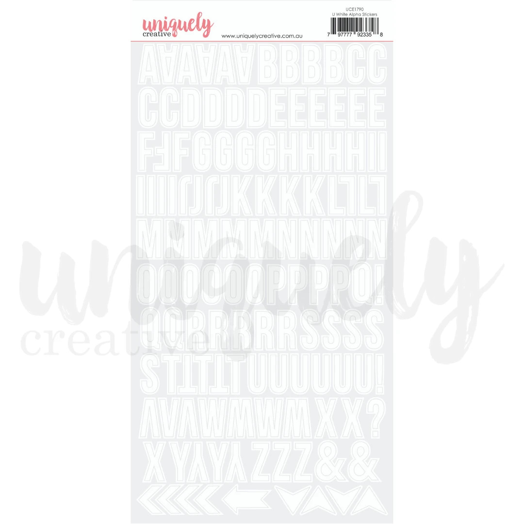 Uniquely Creative Stickers Uppercase Alphabet White