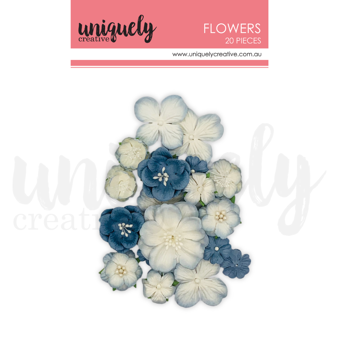 Uniquely Creative Embellishment Dusty Blue Flowers