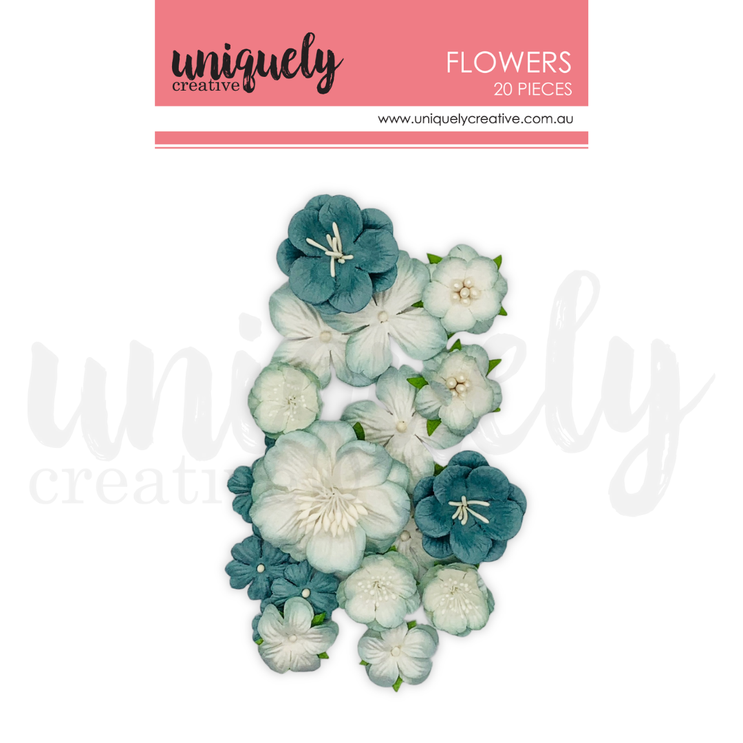 Uniquely Creative Embellishment Dusty Teal Flowers