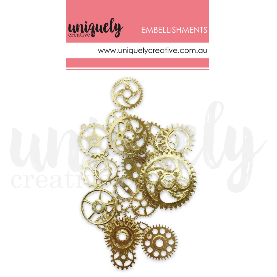 Uniquely Creative Embellishment Gold Metal Cogs