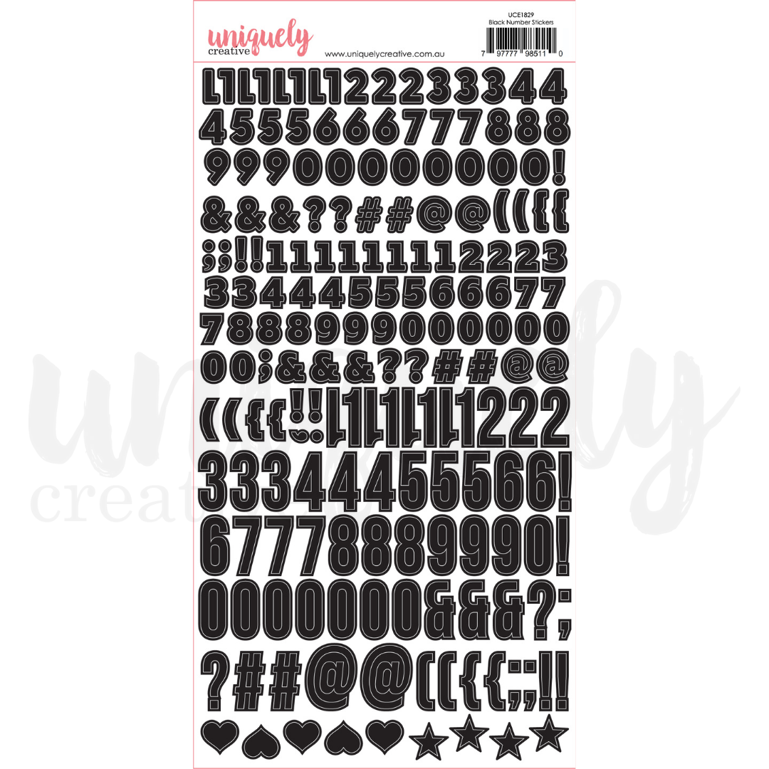 Uniquely Creative Stickers Black Numbers