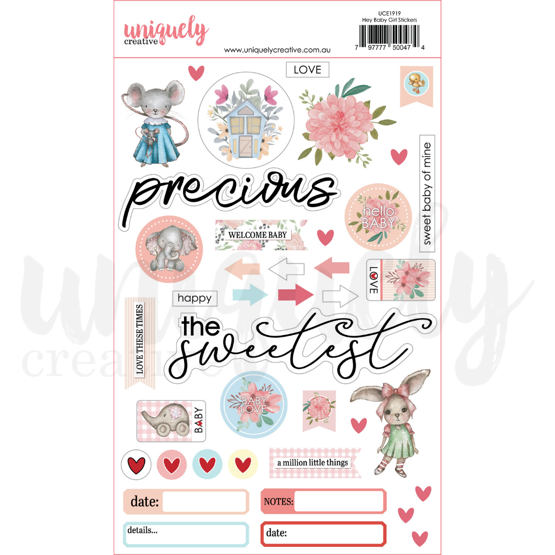 Uniquely Creative Stickers Hey Baby Girl