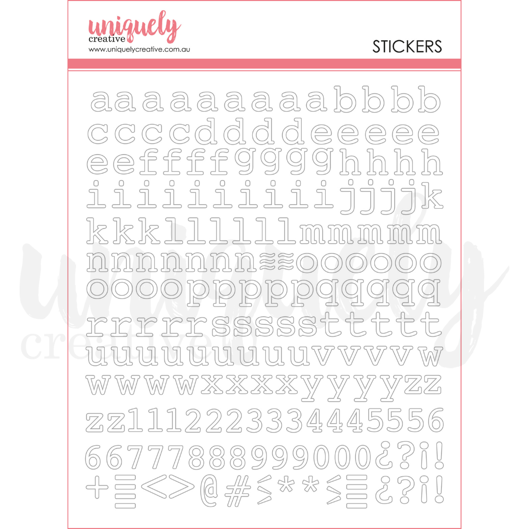 Uniquely Creative Stickers Puffy White Alpha