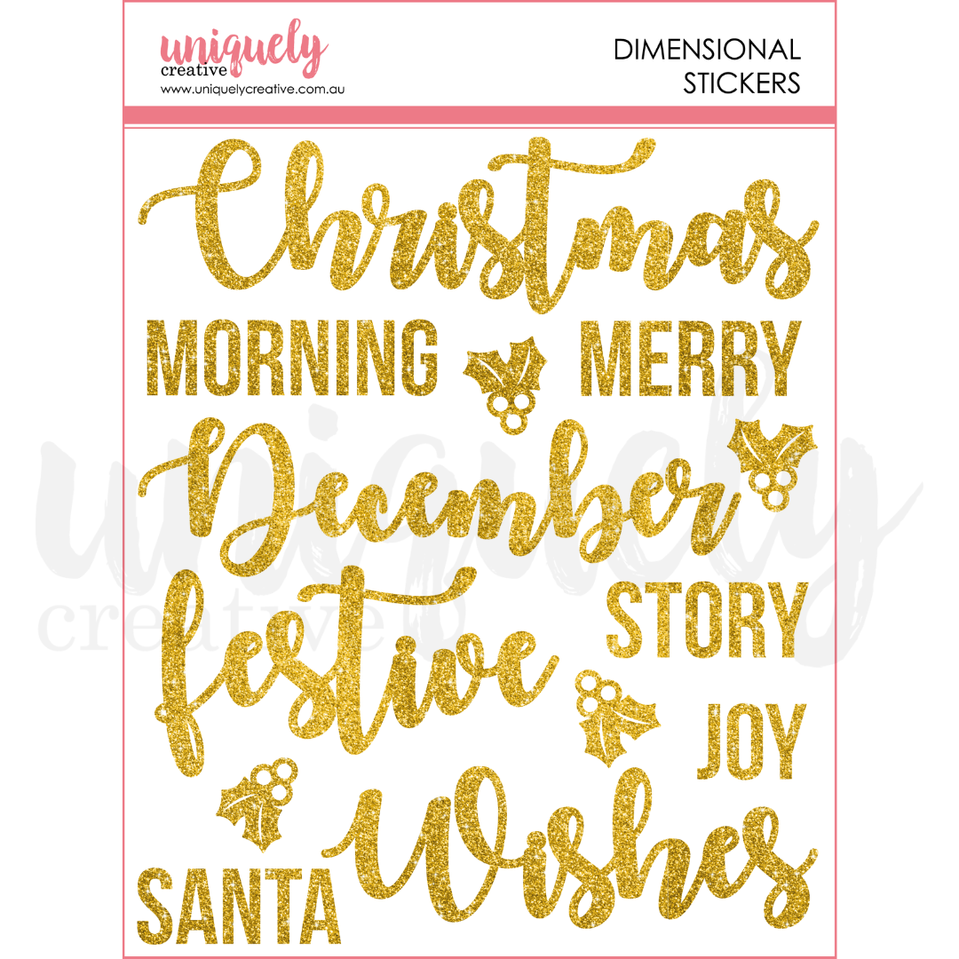 Uniquely Creative Dimensional Stickers Christmas Wishes Glitter