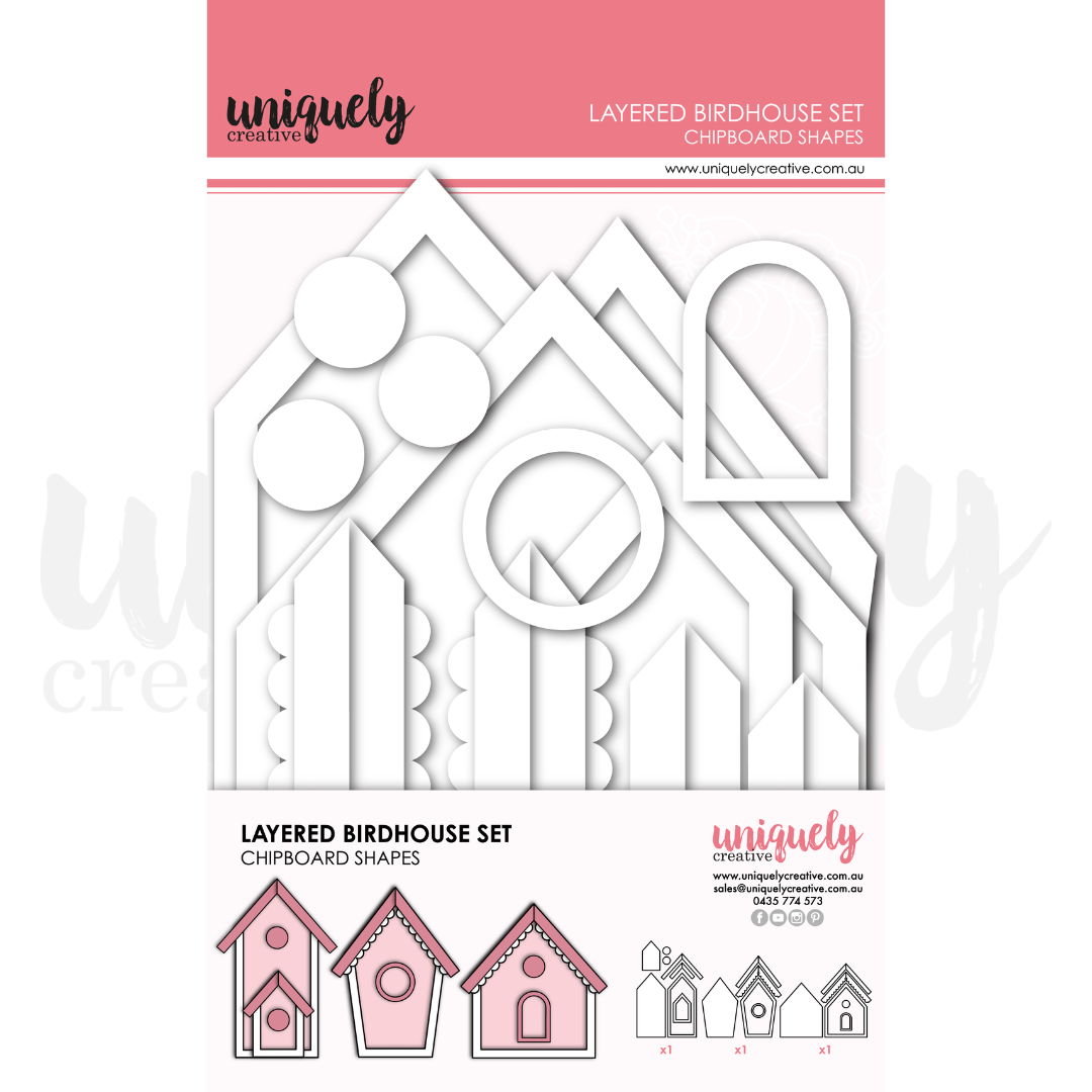 Uniquely Creative Layered Birdhouse Set - Chipboard Shapes