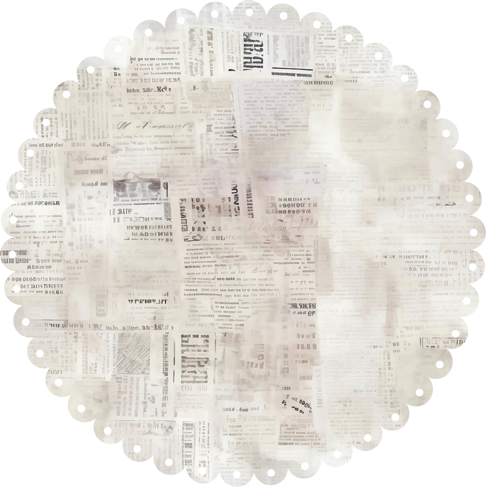 Uniquely Creative Newsprint Scalloped Decorative Base Layer