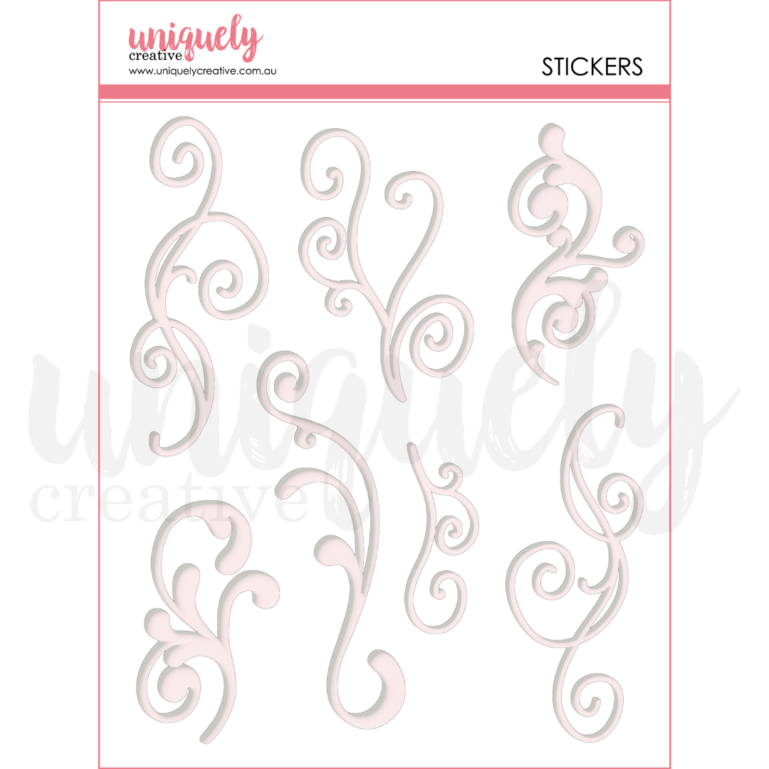 Uniquely Creative White Flourish Puffy Stickers