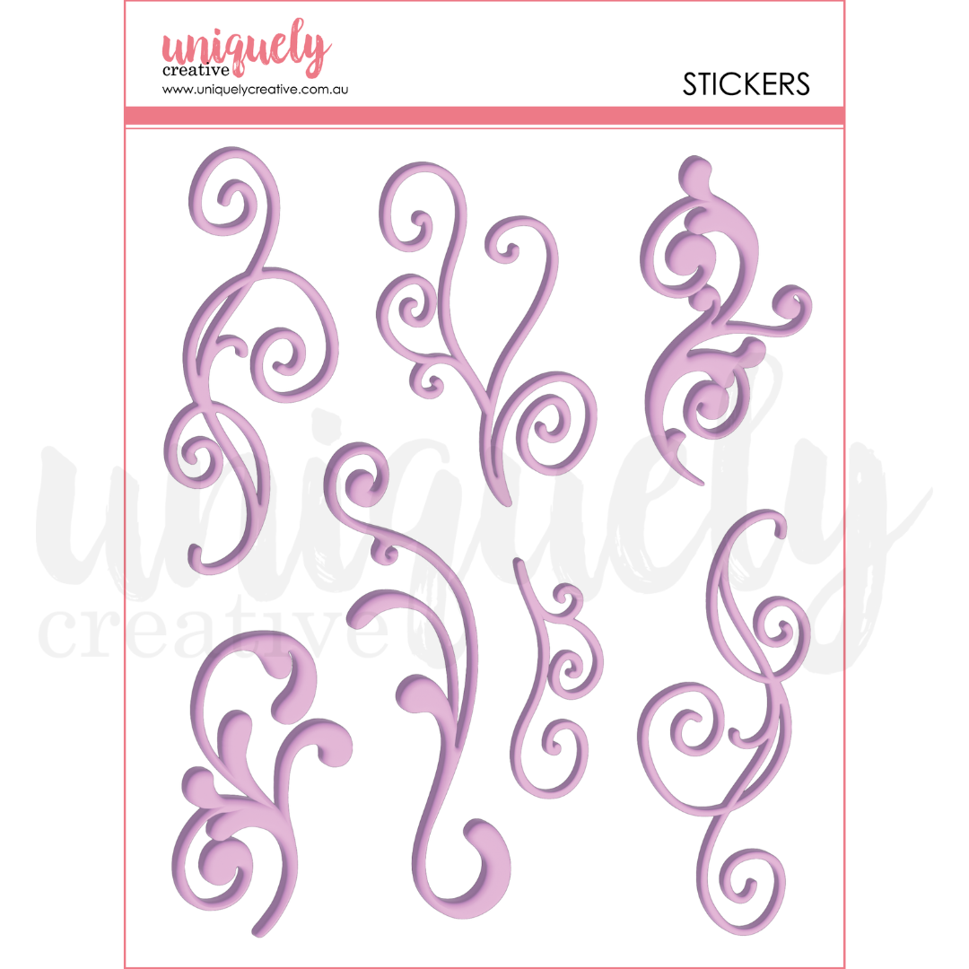 Uniquely Creative Purple Flourish Puffy Stickers