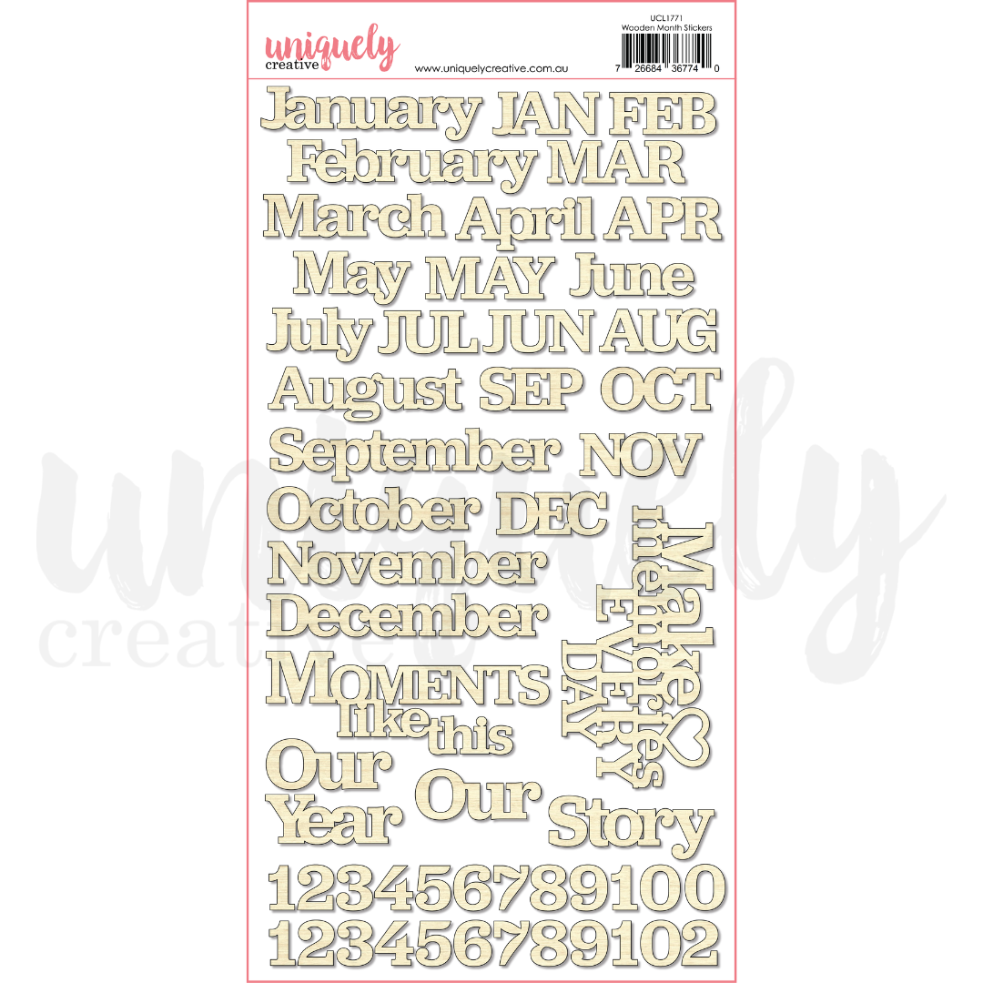 Uniquely Creative Wooden Month Stickers