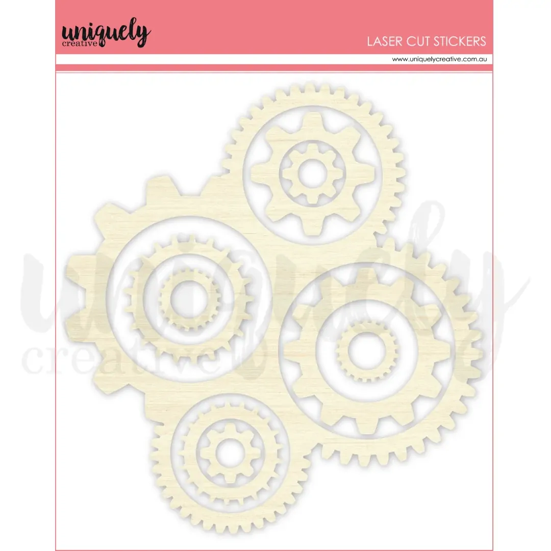 Uniquely Creative Wooden Cogs Stickers