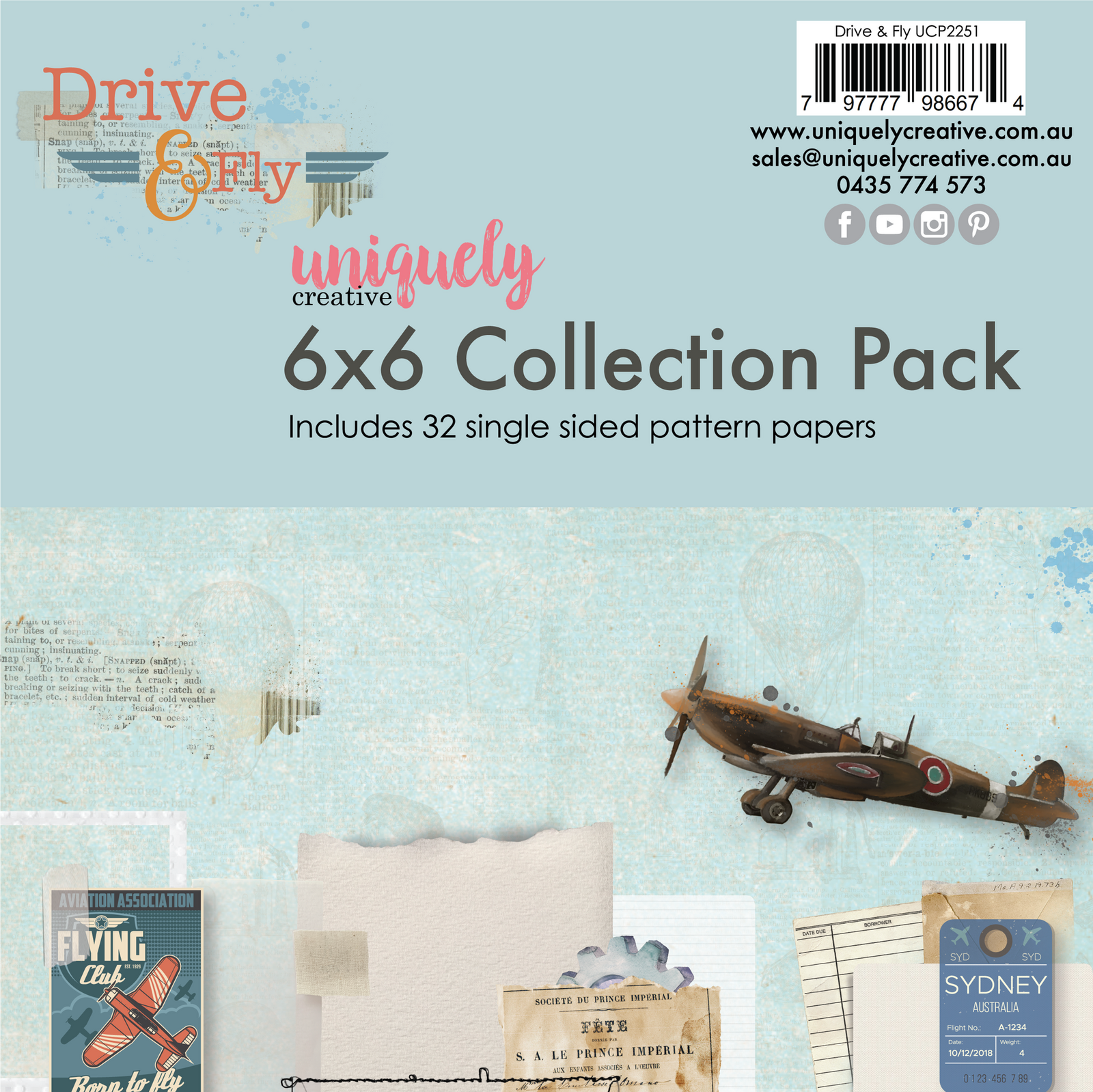 Uniquely Creative 210gsm Cardstock 6x6 Drive & Fly