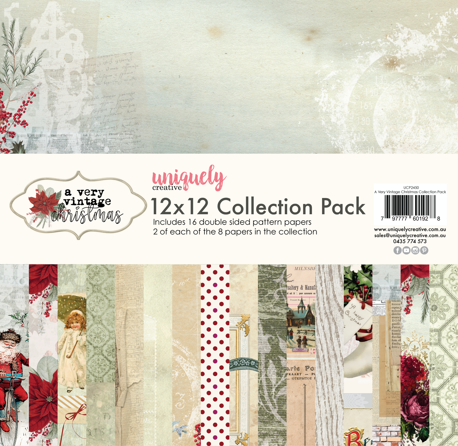 Uniquely Creative 12x12 Cardstock 210gsm A Very Vintage Christmas