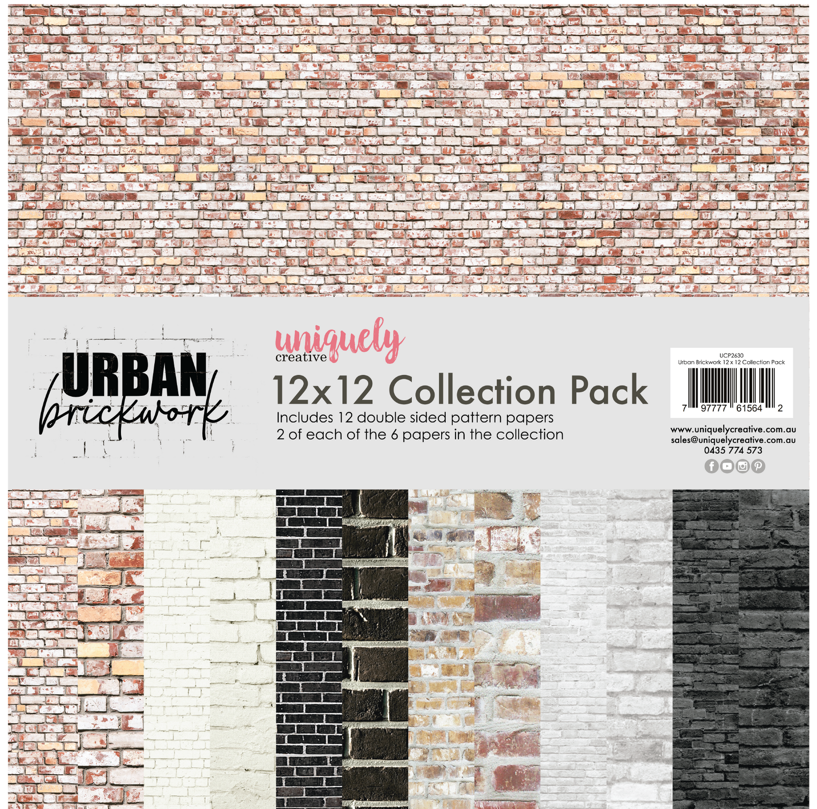 Uniquely Creative 12x12 Cardstock 210gsm Urban Brickwork