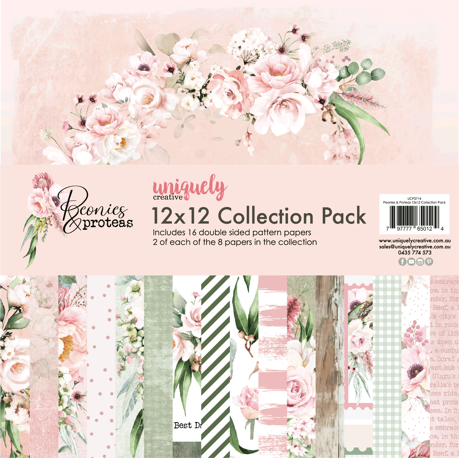 Uniquely Creative 12x12 Cardstock 210gsm Peonies & Proteas