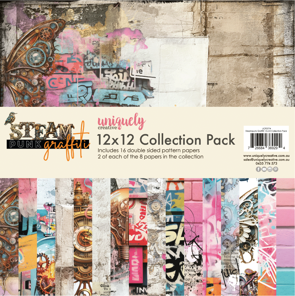 Uniquely Creative 12x12 Cardstock 210gsm Steampunk Graffiti