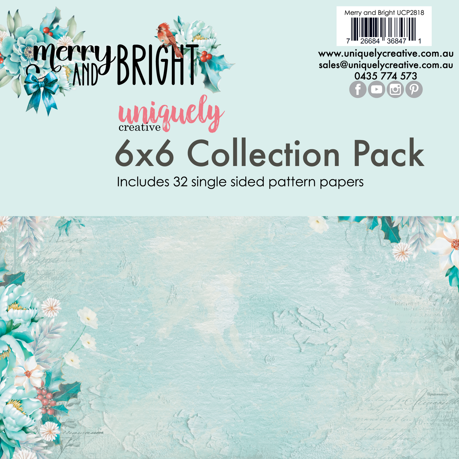 Uniquely Creative 6x6 Cardstock 210gsm Merry and Bright