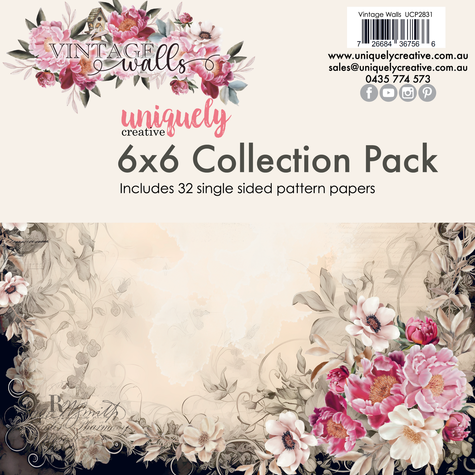 Uniquely Creative 6x6 Cardstock 210gsm Vintage Walls