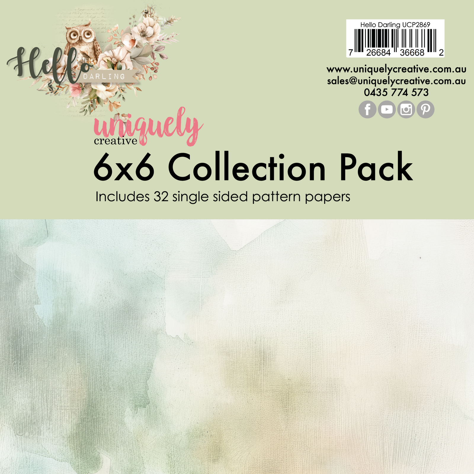 Uniquely Creative 6x6 Cardstock 210gsm Hello Darling