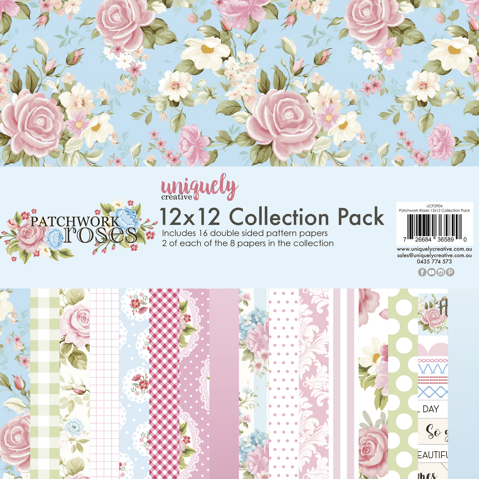Uniquely Creative 12x12 Cardstock 210gsm Patchwork Roses