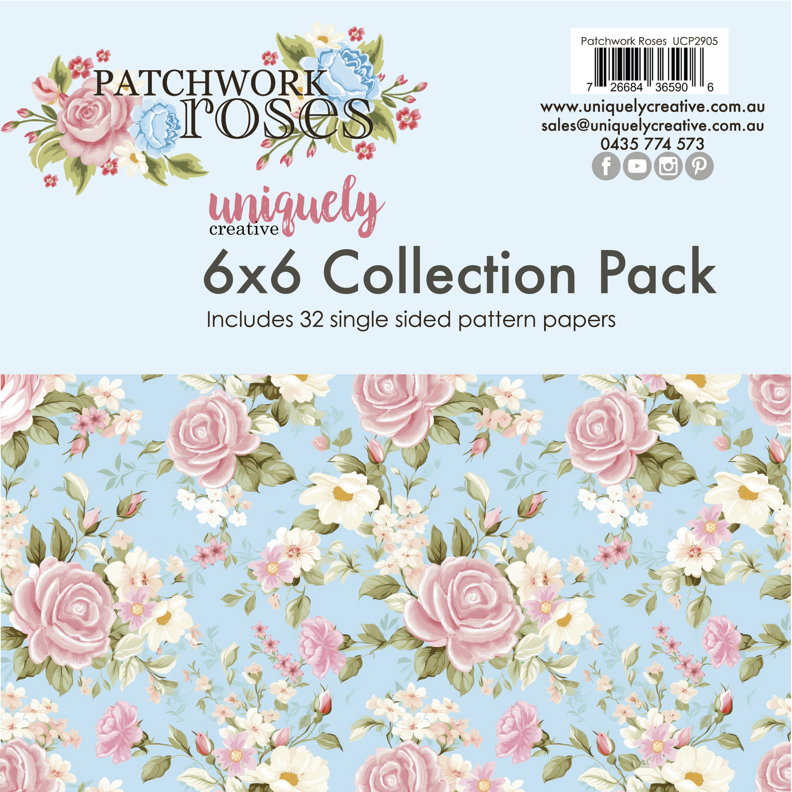 Uniquely Creative 6x6 Cardstock 210gsm Patchwork Roses