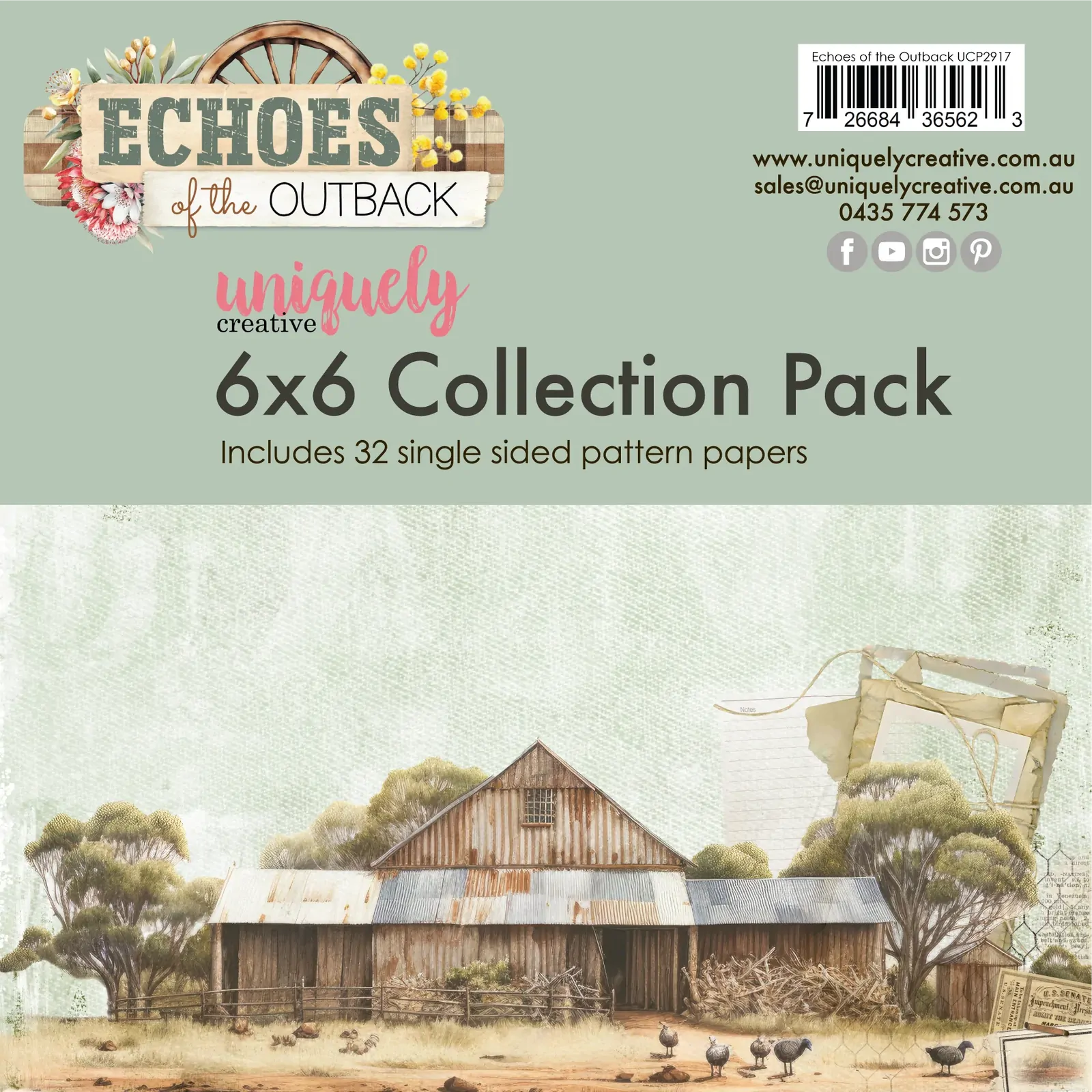 Uniquely Creative 6x6 Cardstock 210gsm Echoes of the Outback