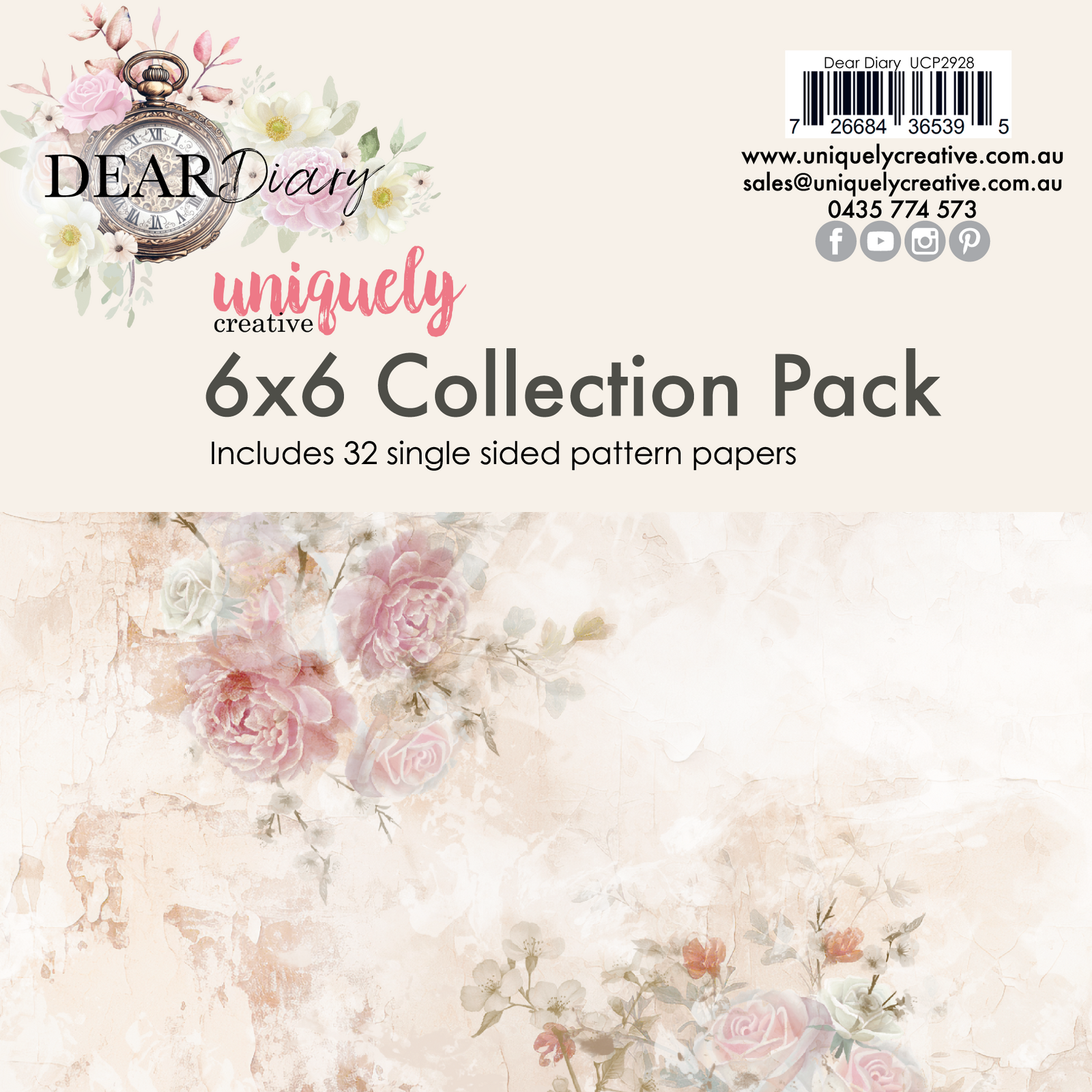 Uniquely Creative 6x6 Cardstock 210gsm Dear Diary