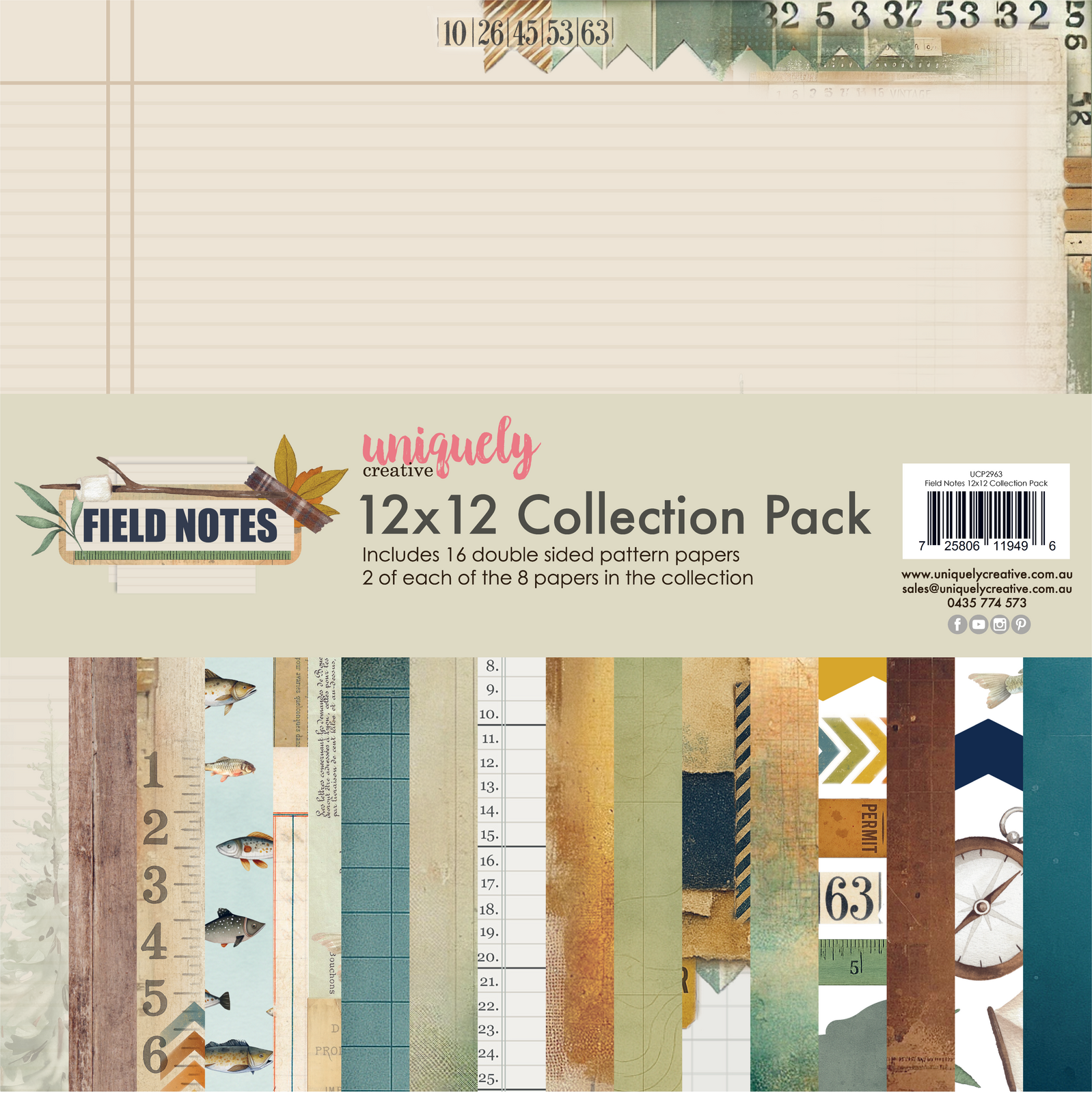 Uniquely Creative 12x12 Cardstock 210gsm Field Notes