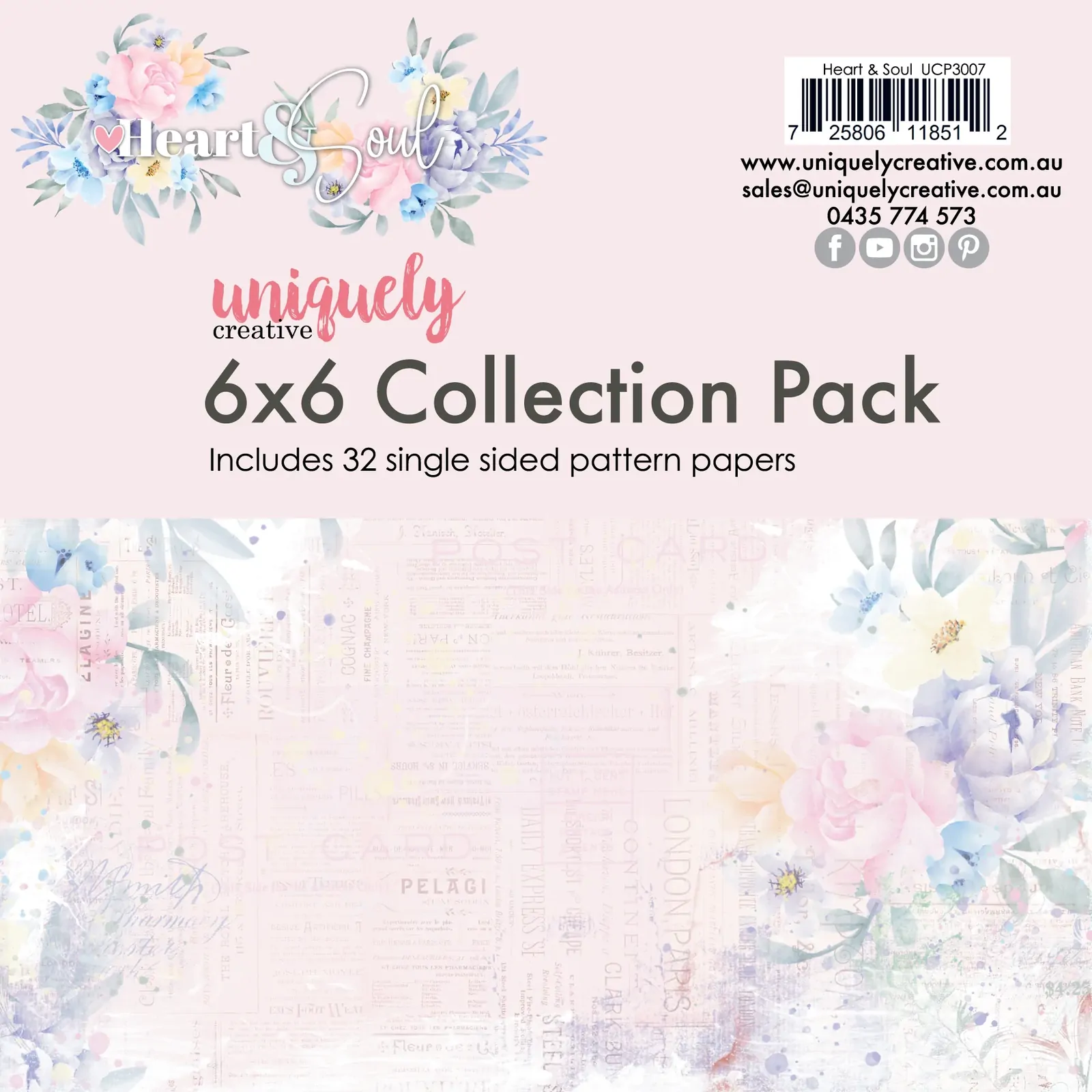 Uniquely Creative 6x6 Cardstock 210gsm Heart & Soul