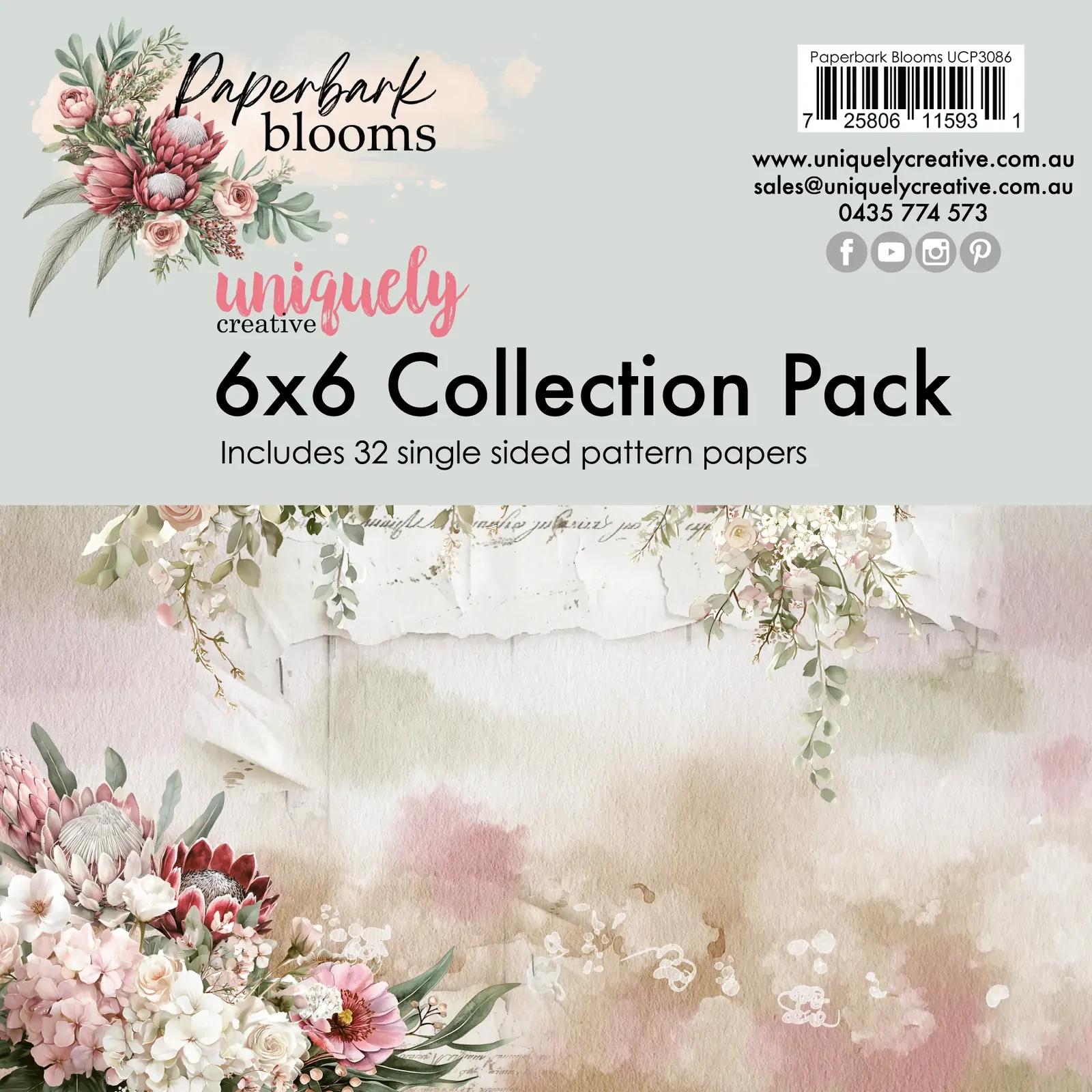 Uniquely Creative 6x6 Cardstock 210gsm Paperbark Blooms