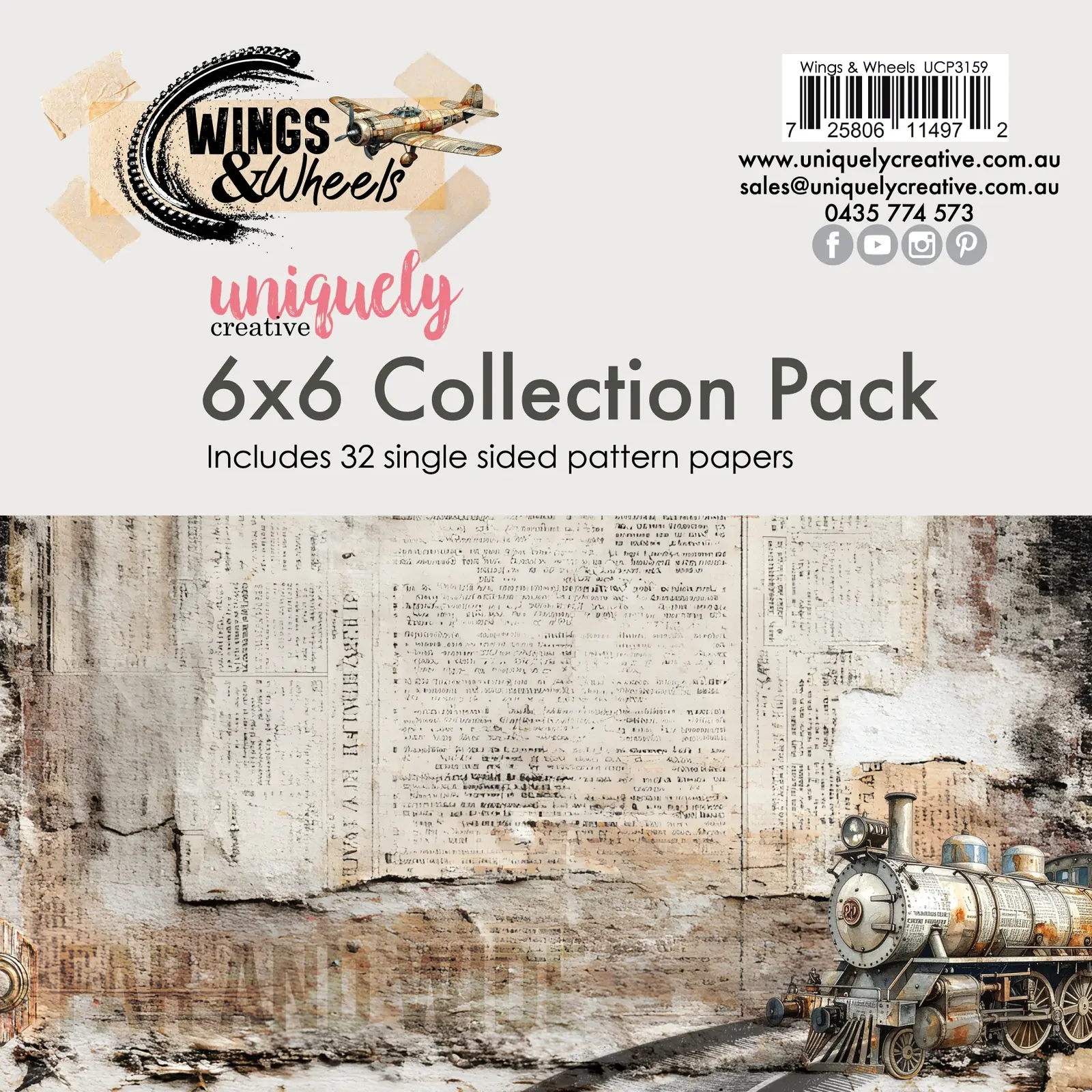 Uniquely Creative 6x6 Cardstock 210gsm Wings & Wheels
