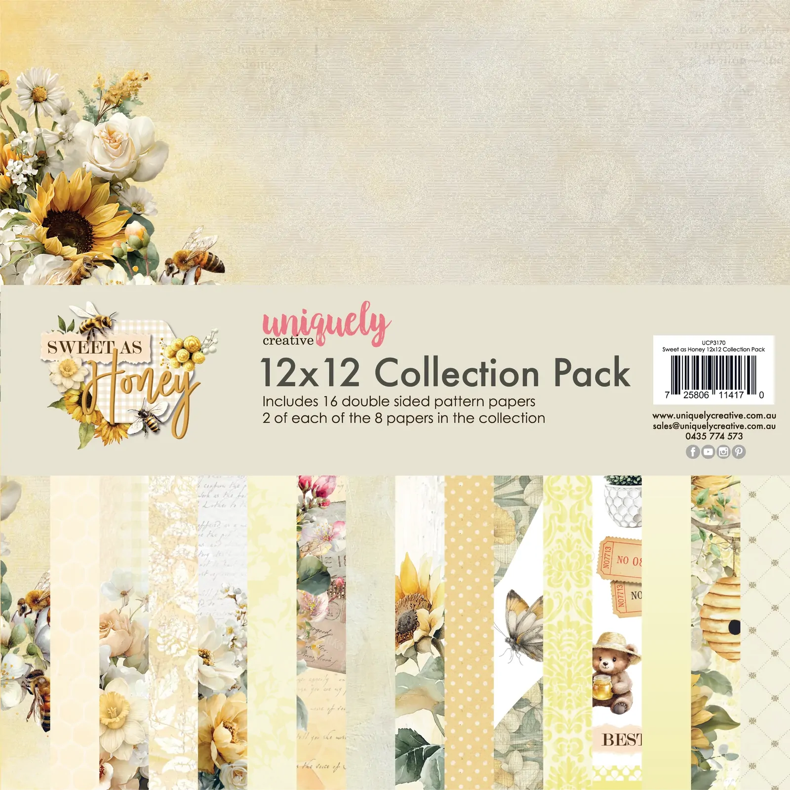 Uniquely Creative 12x12 Cardstock 210gsm Sweet As Honey