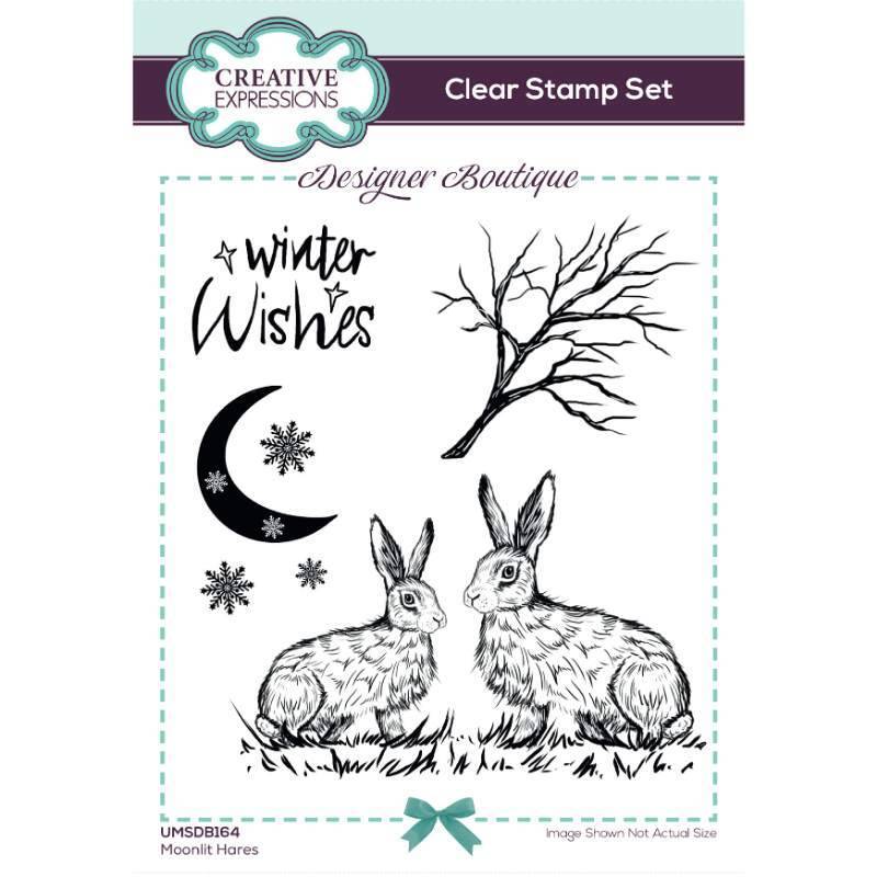 Creative Expressions Designer Boutique Moonlit Hares 4 in x 6 in Stamp Set UMSDB164