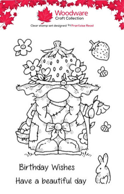Woodware Strawberry Hat A6 Clear Stamp Set by Françoise Read