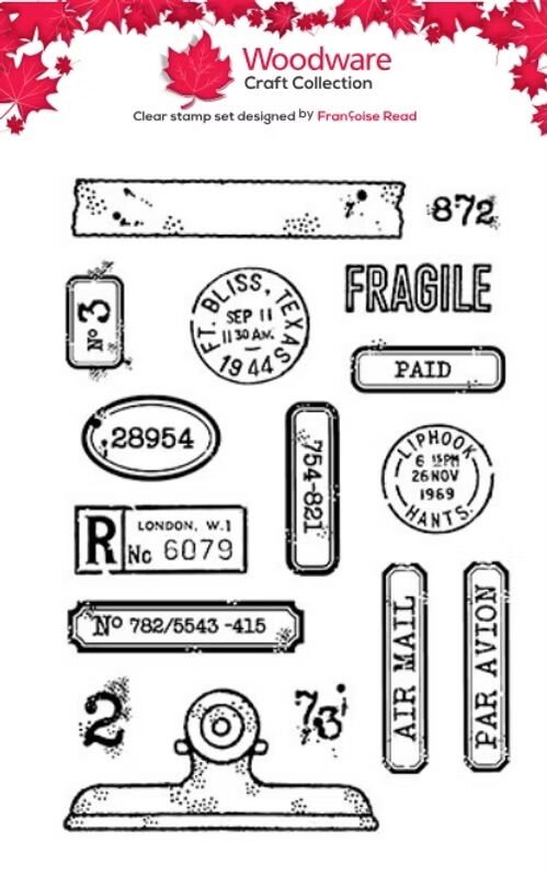 Woodware Faux Stationery A6 Clear Stamp Set by Françoise Read