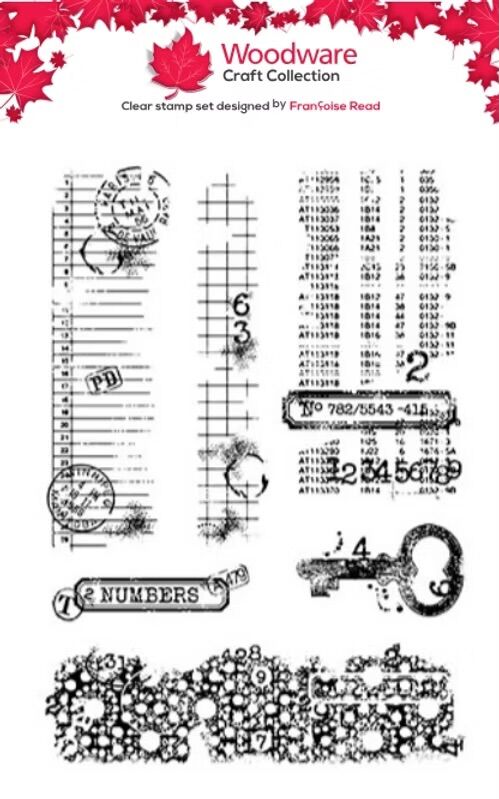 Woodware Text and Numbers A6 Clear Stamp Set by Françoise Read