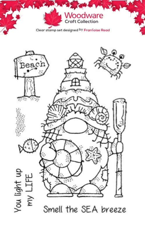 Woodware Lighthouse Gnome A6 Clear Stamp Set By Françoise Read