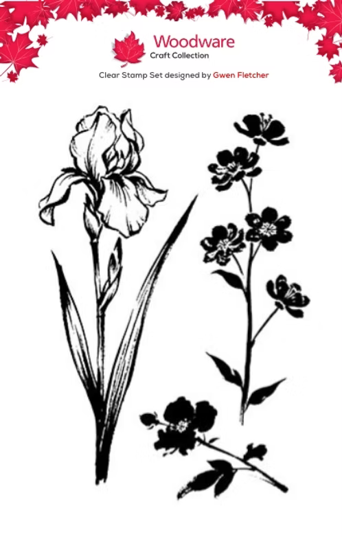 Woodware Wild Iris A6 Clear Stamp Set By Gwen Fletcher