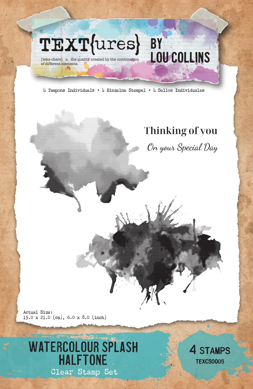 Arden Creative TEXT(ures) Watercolour Splash Halftone 6in x 8in Stamp Set