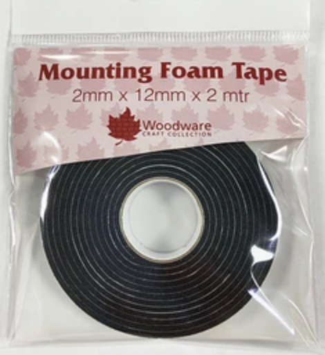 Woodware Black Mounting Foam Tape 2mm x 12mm x 2m