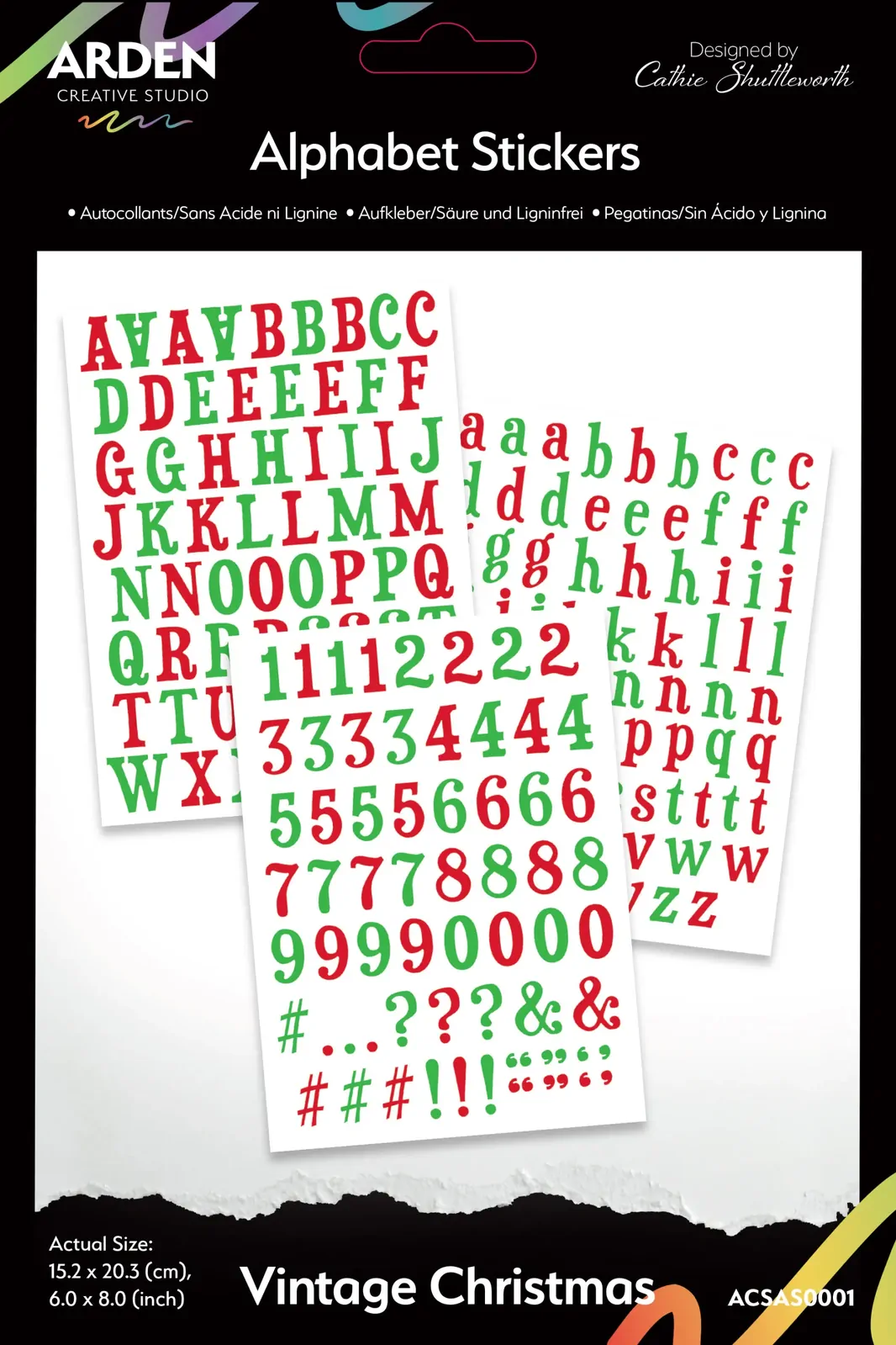 Arden Creative Alphabet Stickers - Vintage Christmas