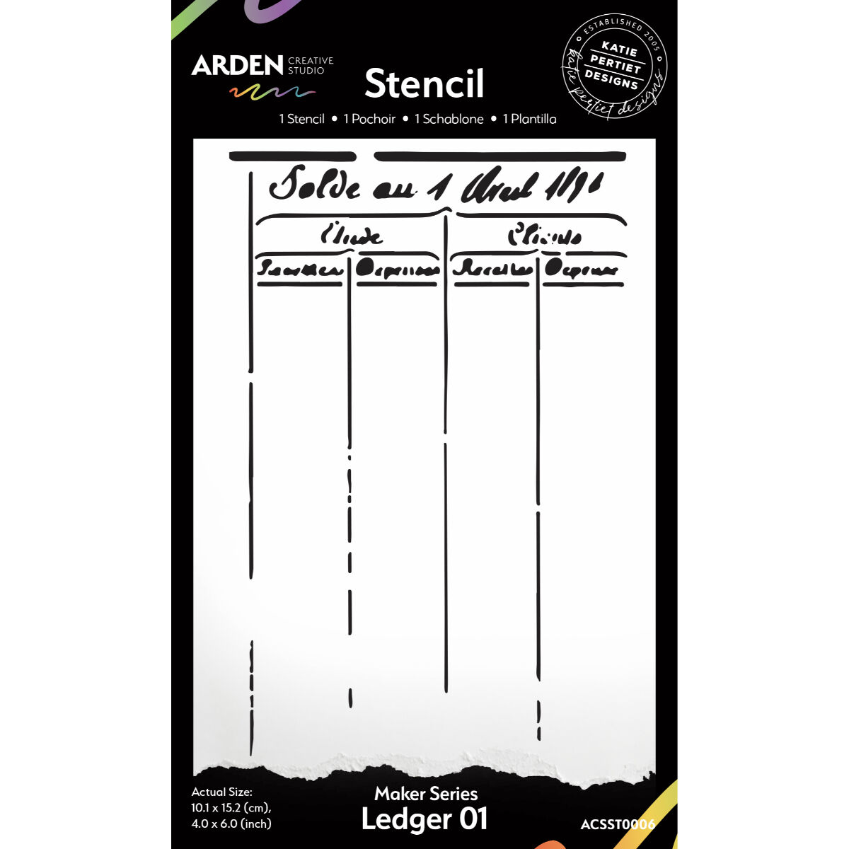Arden Creative 4”x6” Stencil - Vintage Maker - Ledger 01