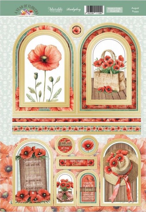 Hunkydory August - Poppy Luxury Topper Sheet
