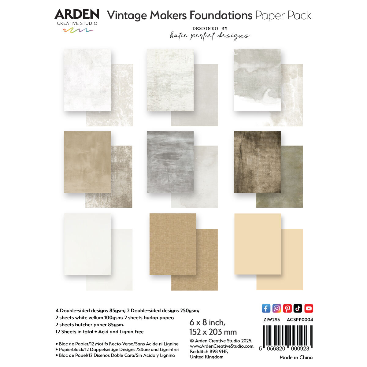 Arden Creative 6 x 8 Paper Pad - Vintage Maker Foundations