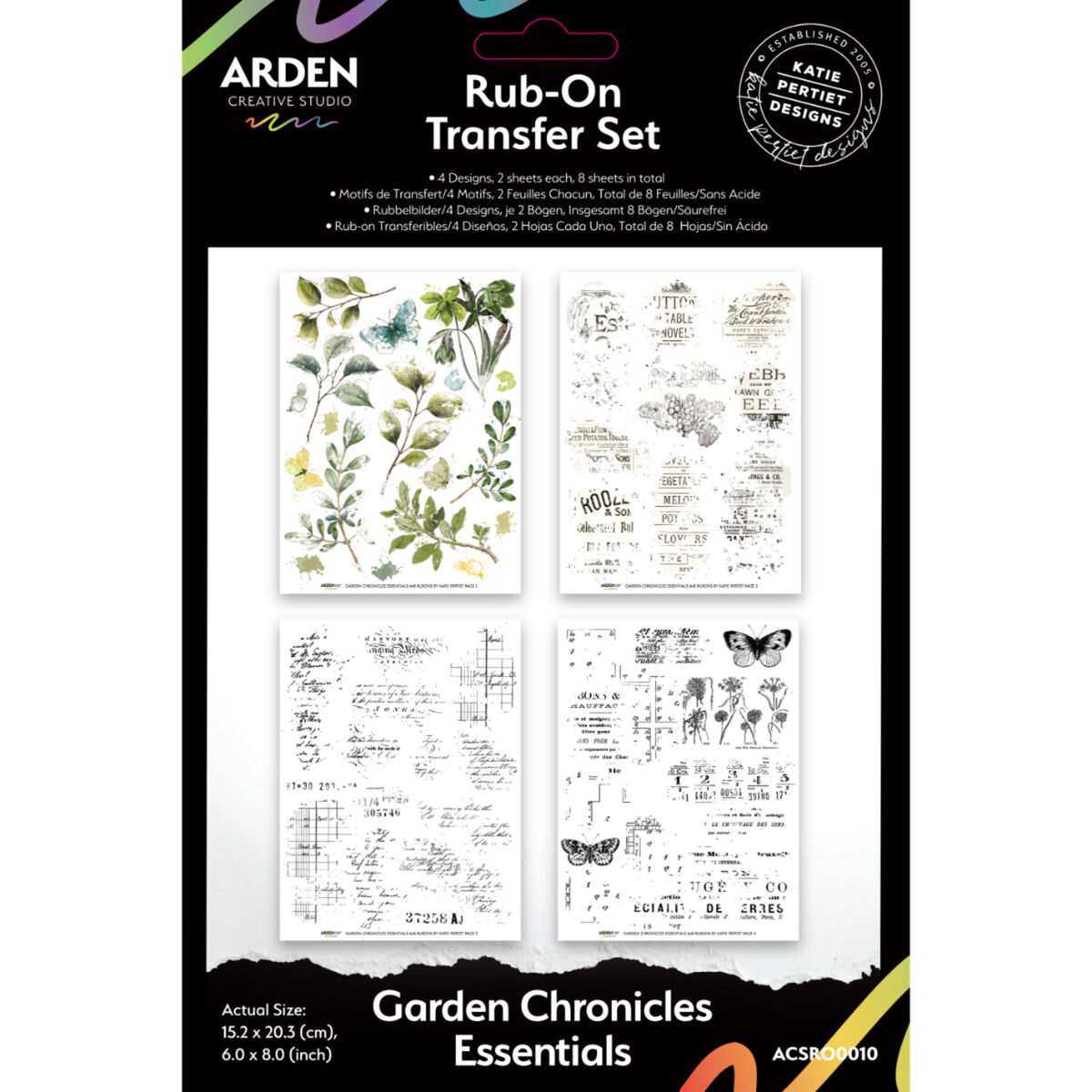 Arden Creative 6” x 8” Rub-On Transfer Set - Garden Chronicles Essentials