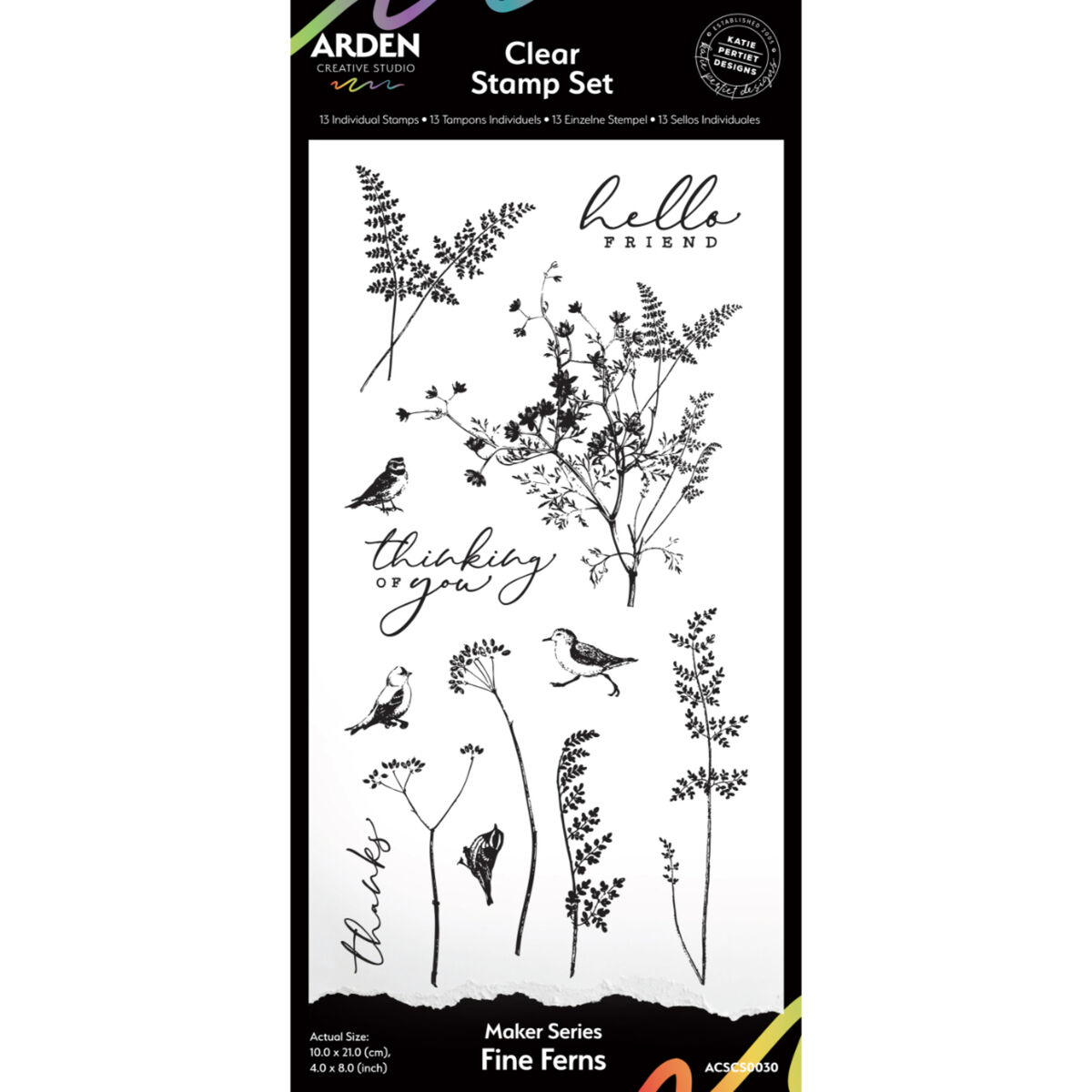Arden Creative 4” x. 8” Clear Stamp Set - Maker Series - Fine Ferns