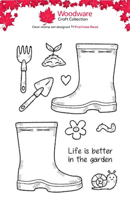 Woodware Garden Wellies A6 Clear Stamp Set by Françoise Read