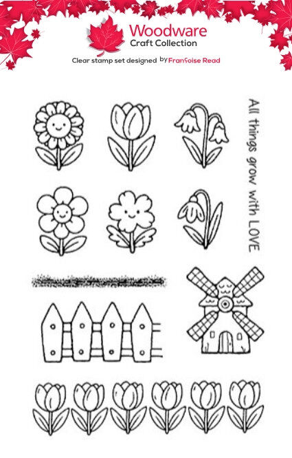 Woodware Mini Garden A6 Clear Stamp Set by Françoise Read