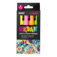 Kent Urban Paint Marker Set - Fluoro - Pack of 4